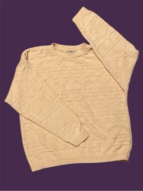 Vintage L.L. Bean Textured Cotton Sweater Pale Yellow women’s Large